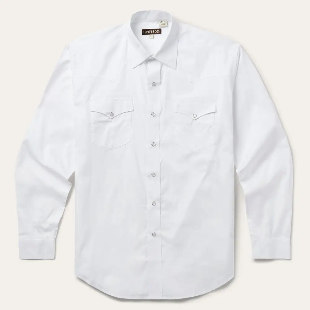 White Pinpoint Oxford Western Shirt