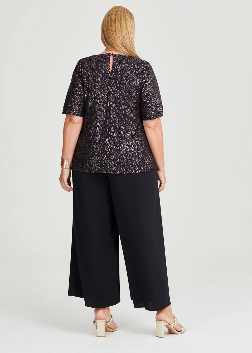 Anna Foil Printed Evening Top