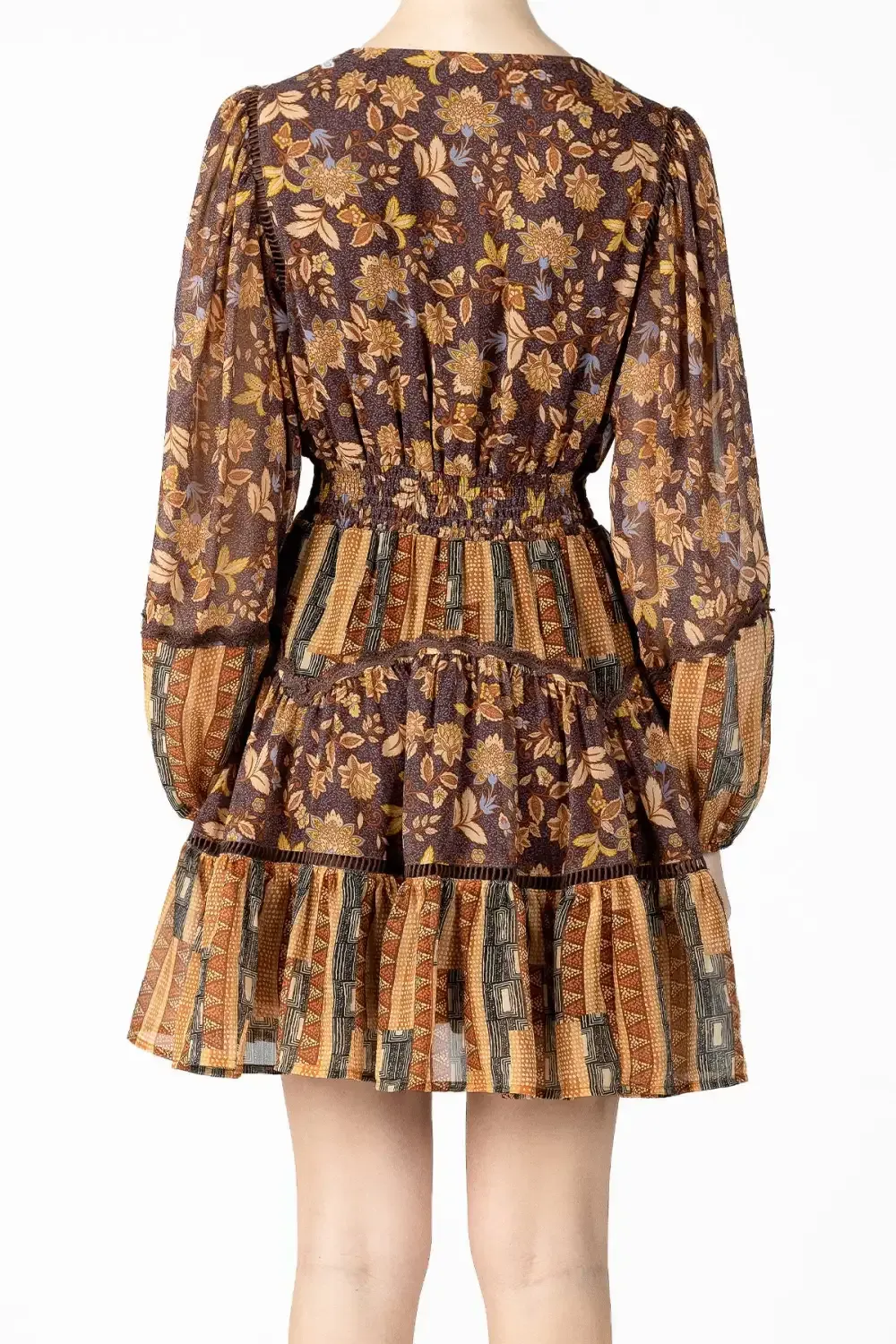 Mixed Floral Pattern Mini Dress