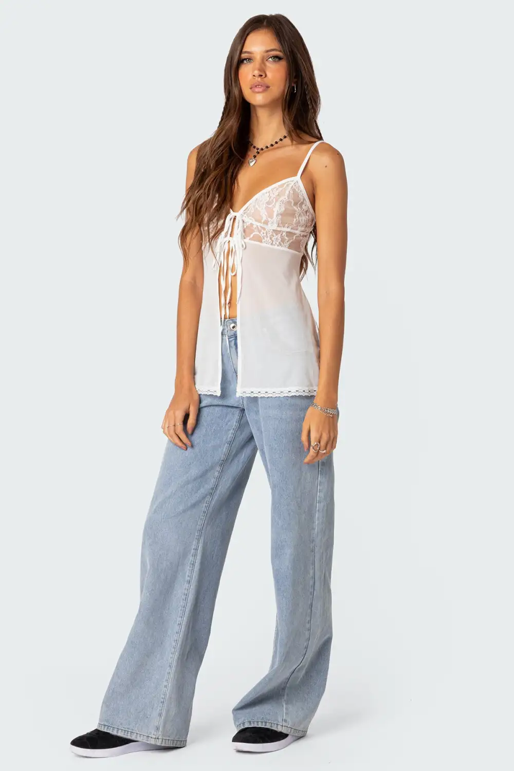 Mimosa Sheer Lace Long Tank Top
