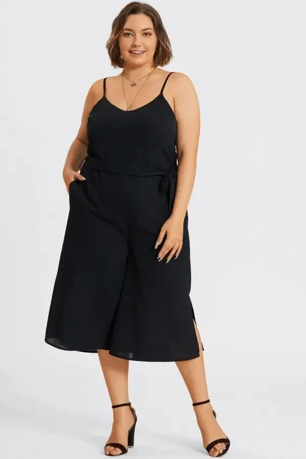 Plus Size Black Sleeveless Easy Culotte Jumpsuit