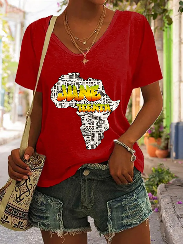 Women'S Juneteenth V-Neck T-Shirt