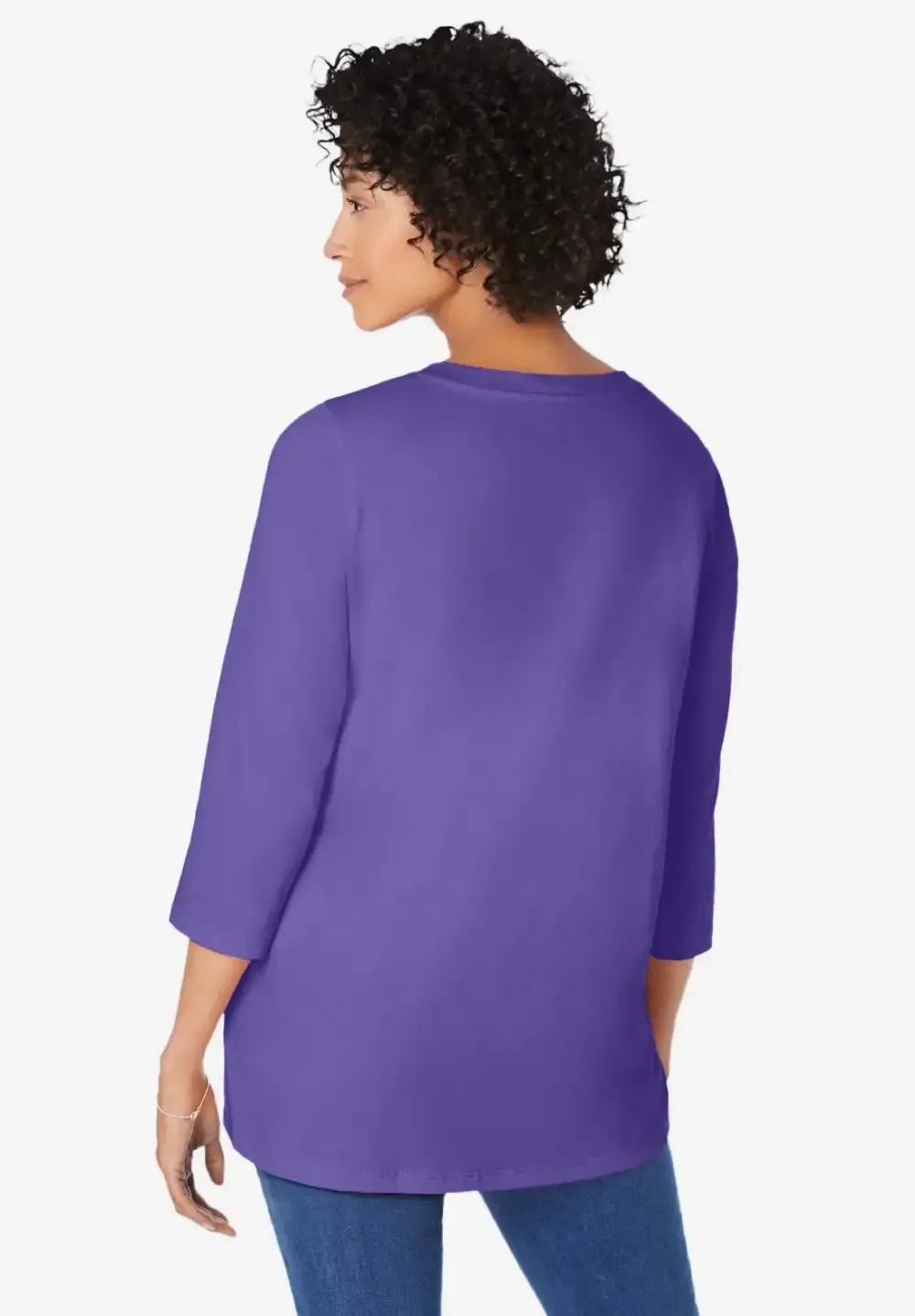 Perfect Three-Quarter Sleeve V-Neck Tunic