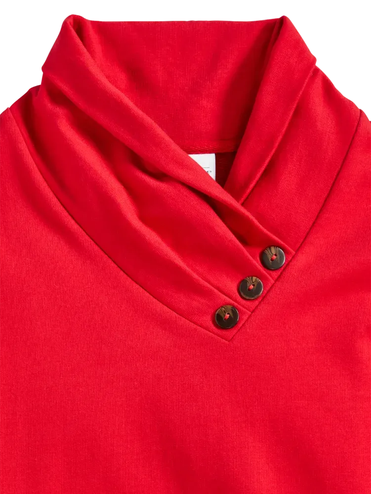 Soft Cotton Terry Cowl-Neck Top