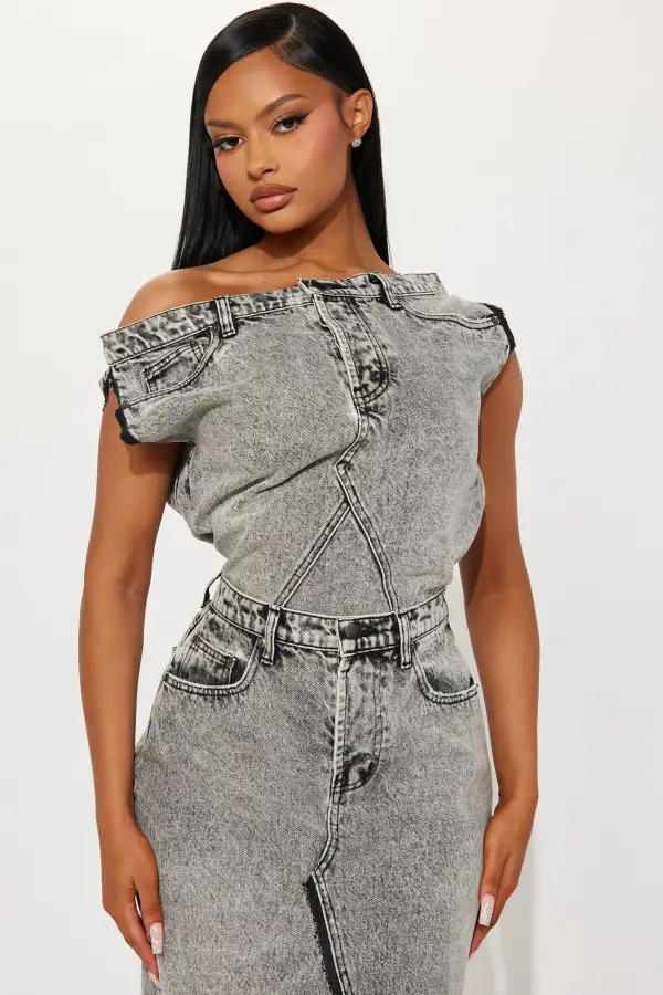Demi Denim Maxi Dress - Black Wash