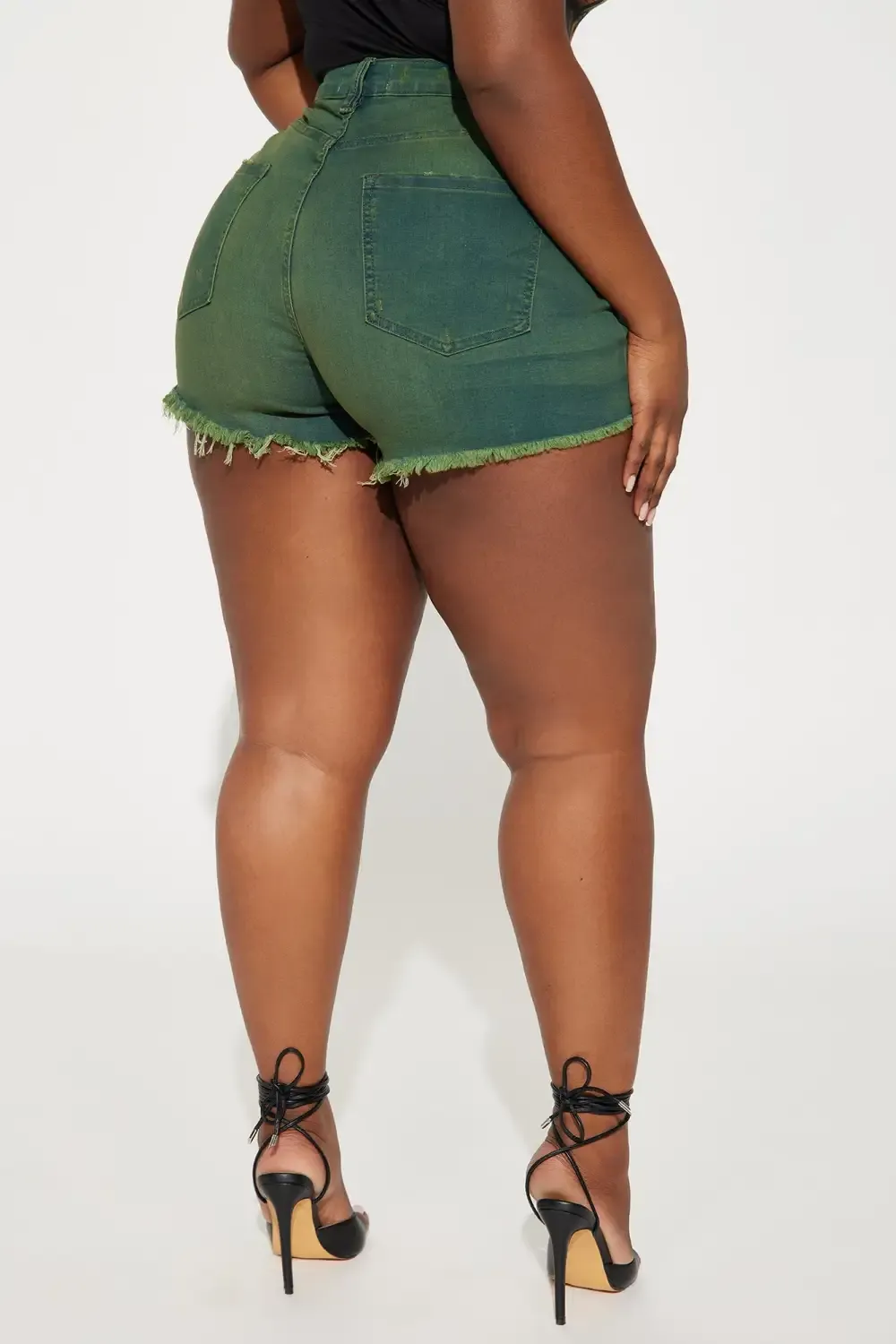 No Complaints Here Stretch Denim Shorts - Green