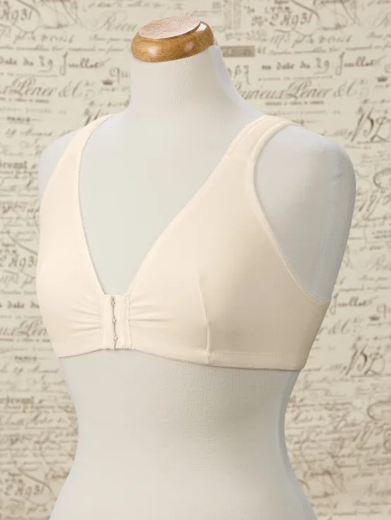 Cotton Knit Front-Closure Wireless Leisure Bra