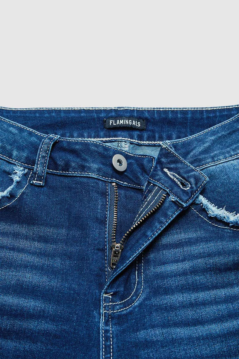 Wash Raw Hem High Rise Stretchy Skinny Jeans