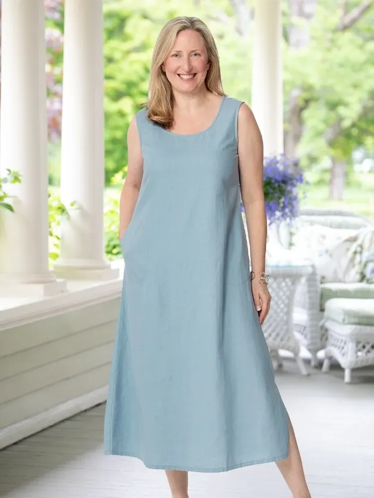 Easy Comfort Linen/Rayon Sleeveless Popover Dress