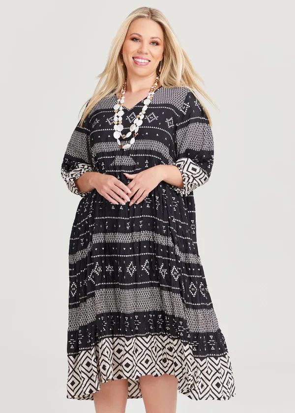 V-neck Natural Tier Maxi Dress