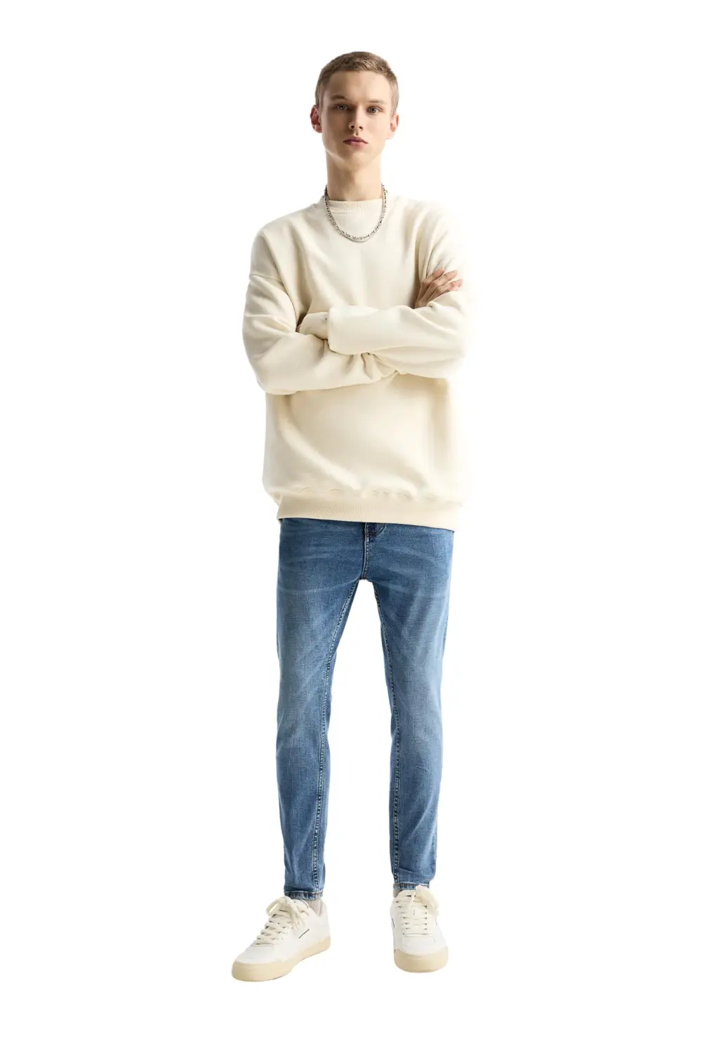 Washed carrot-fit jeans