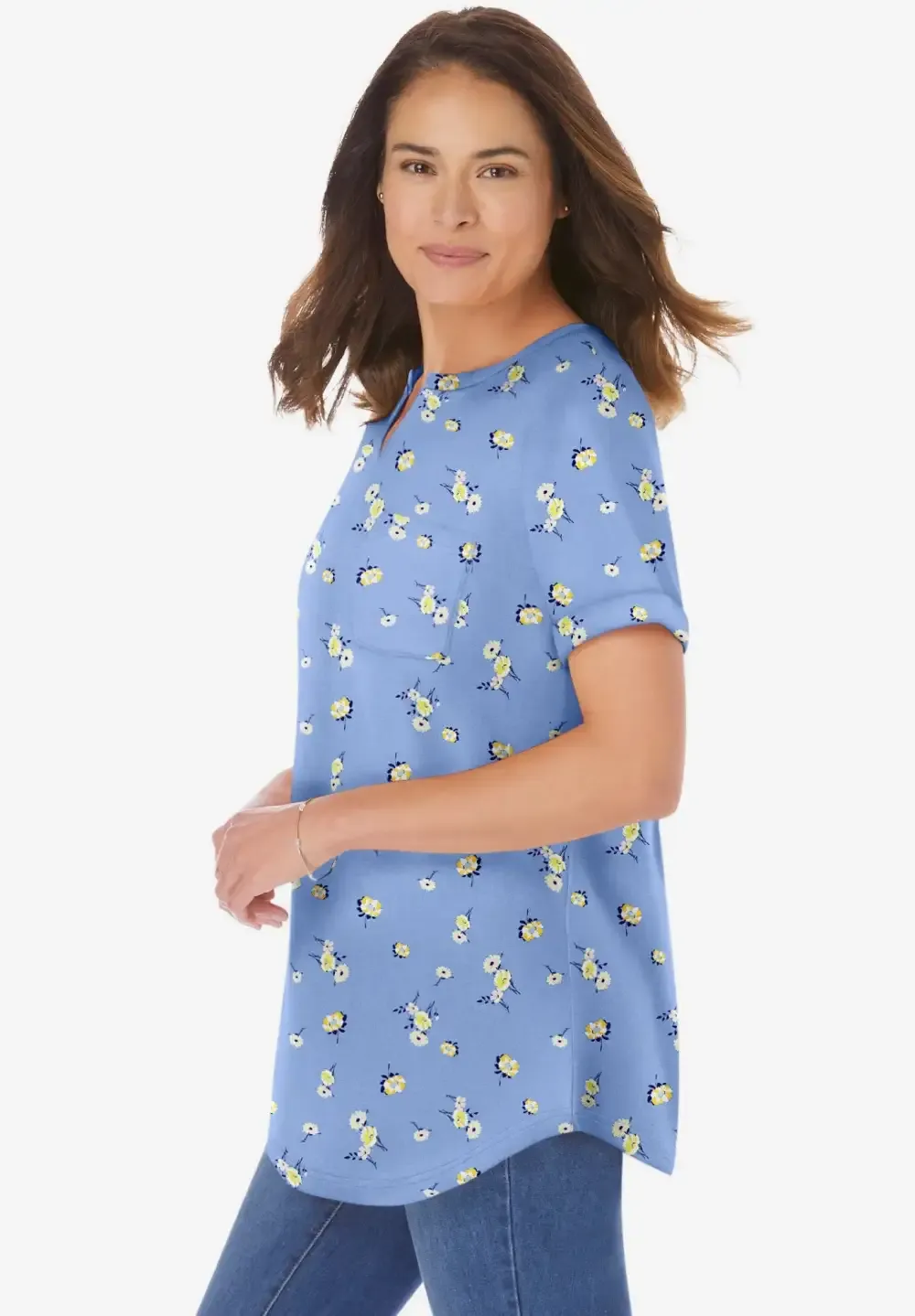 Short-Sleeve Notch-Neck Tee