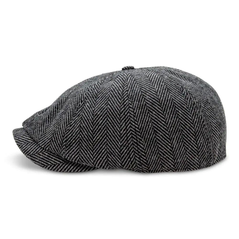 The Baker Boy Boston Scally Cap - Grey Herringbone