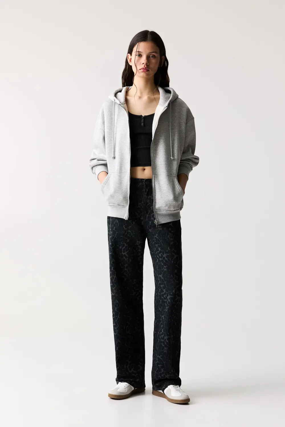 Sudadera oversize capucha cremallera