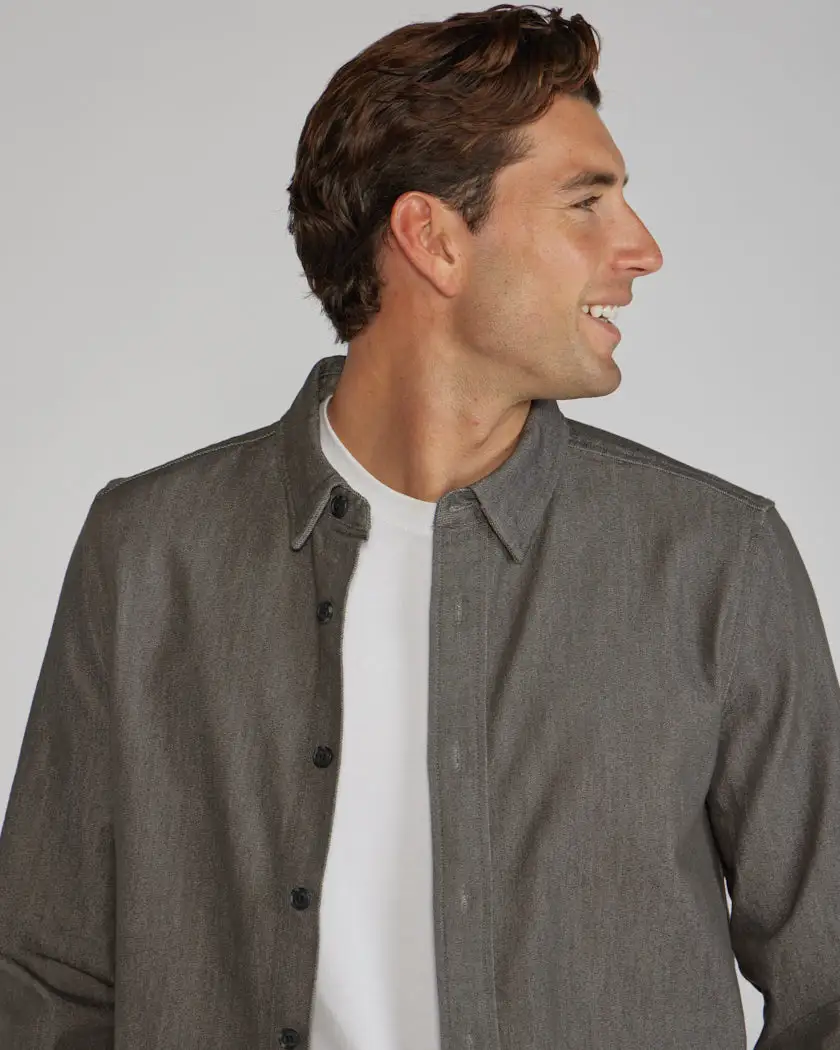 Tech Denim Long Sleeve Button Down