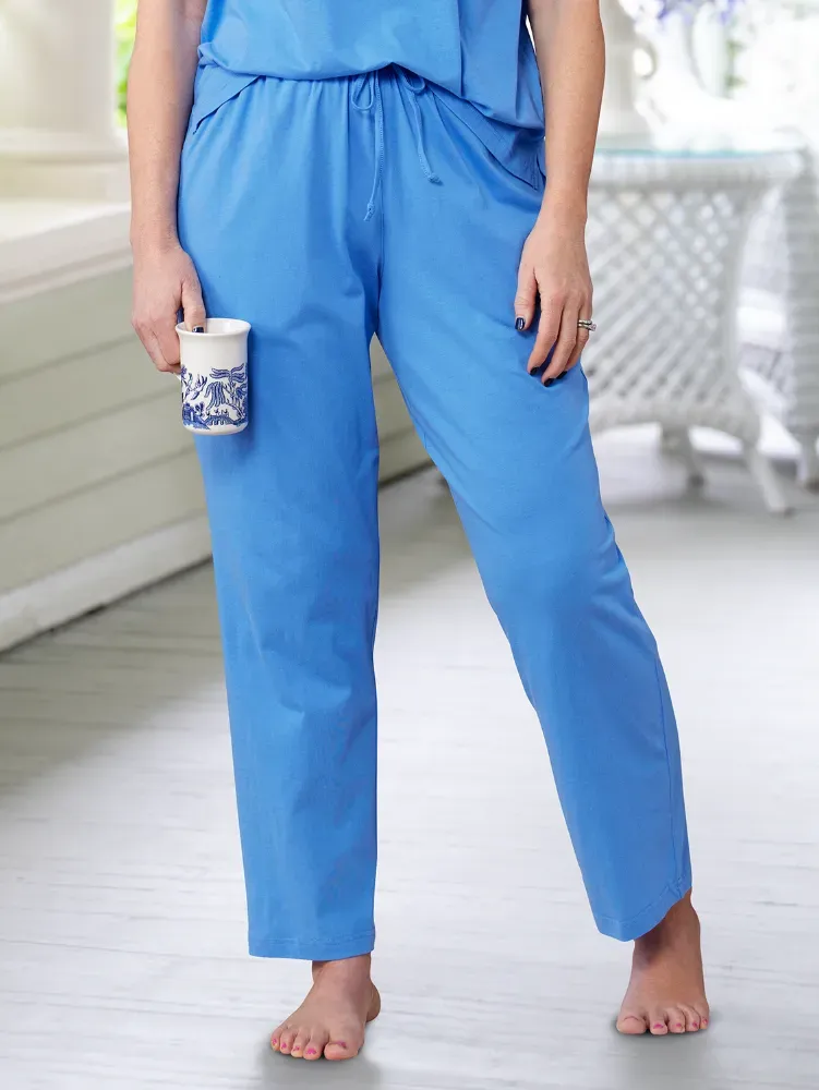 Women's Comfort Knit Solid Color Cotton Pajama Pants