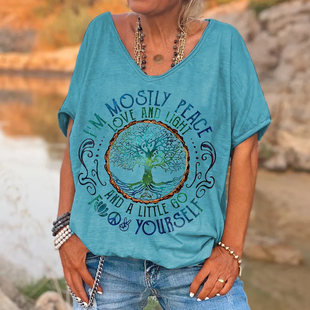 I'm Mostly Peace Love And Light Printed Women's T-shirt
