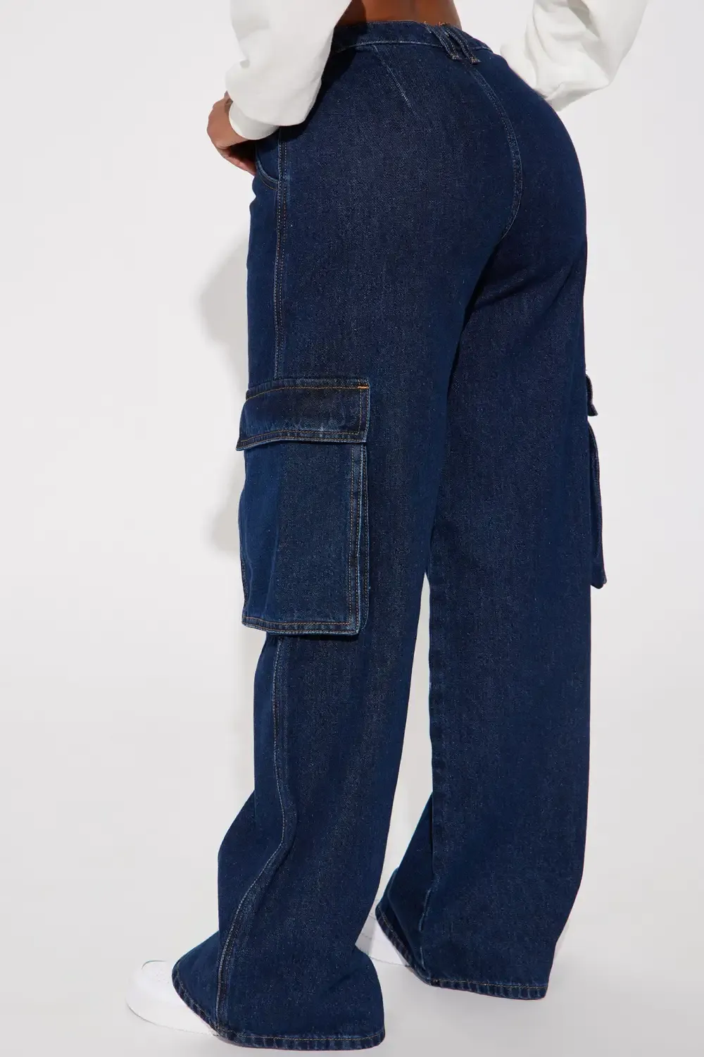 Hide The Goods Baggy Cargo Jeans - Dark Wash