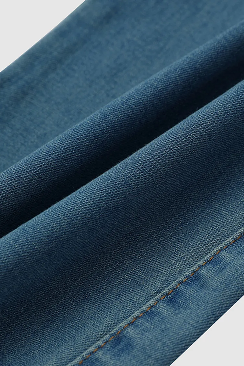 Ripped Double Breasted Button Fly High Rise Bootcut Jeans