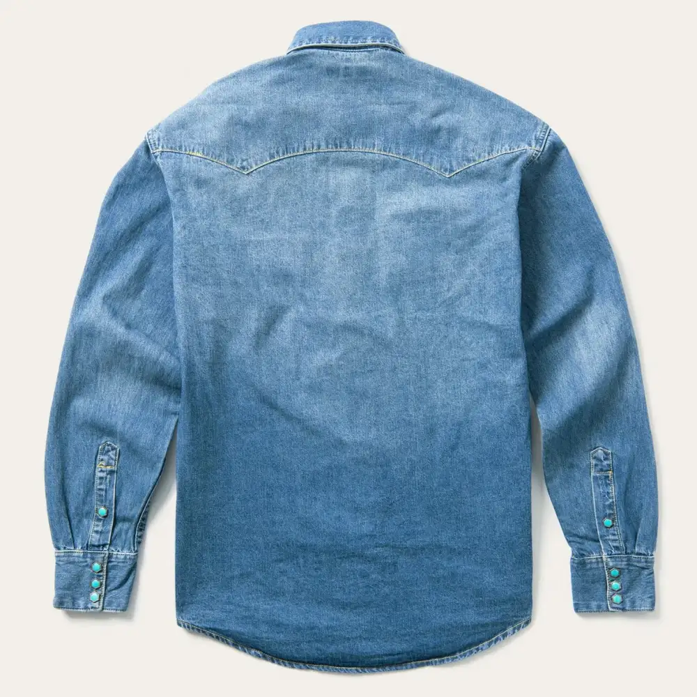 Turquoise Snap Western Denim Shirt