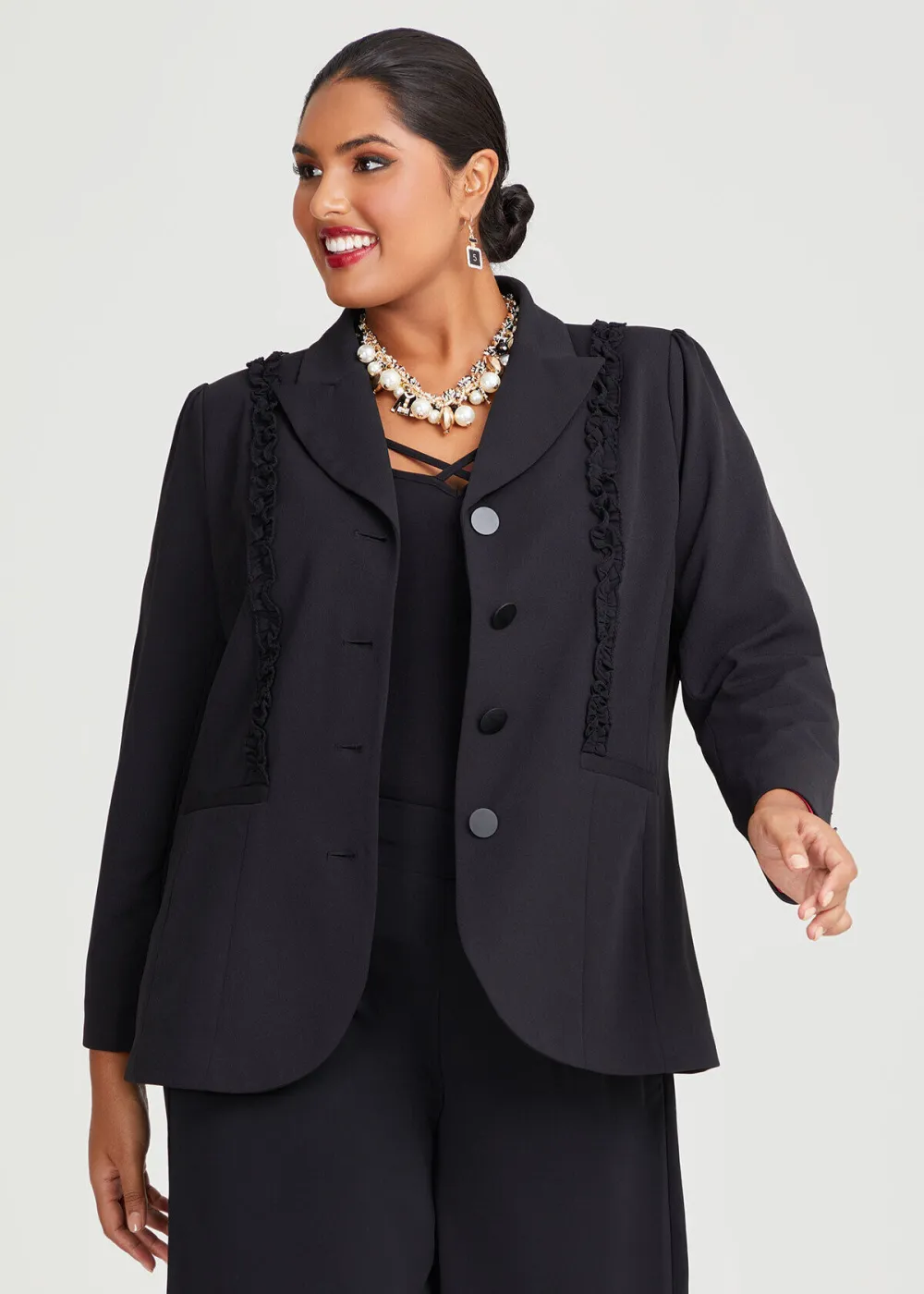 Aria Ruffle Suit Jacket