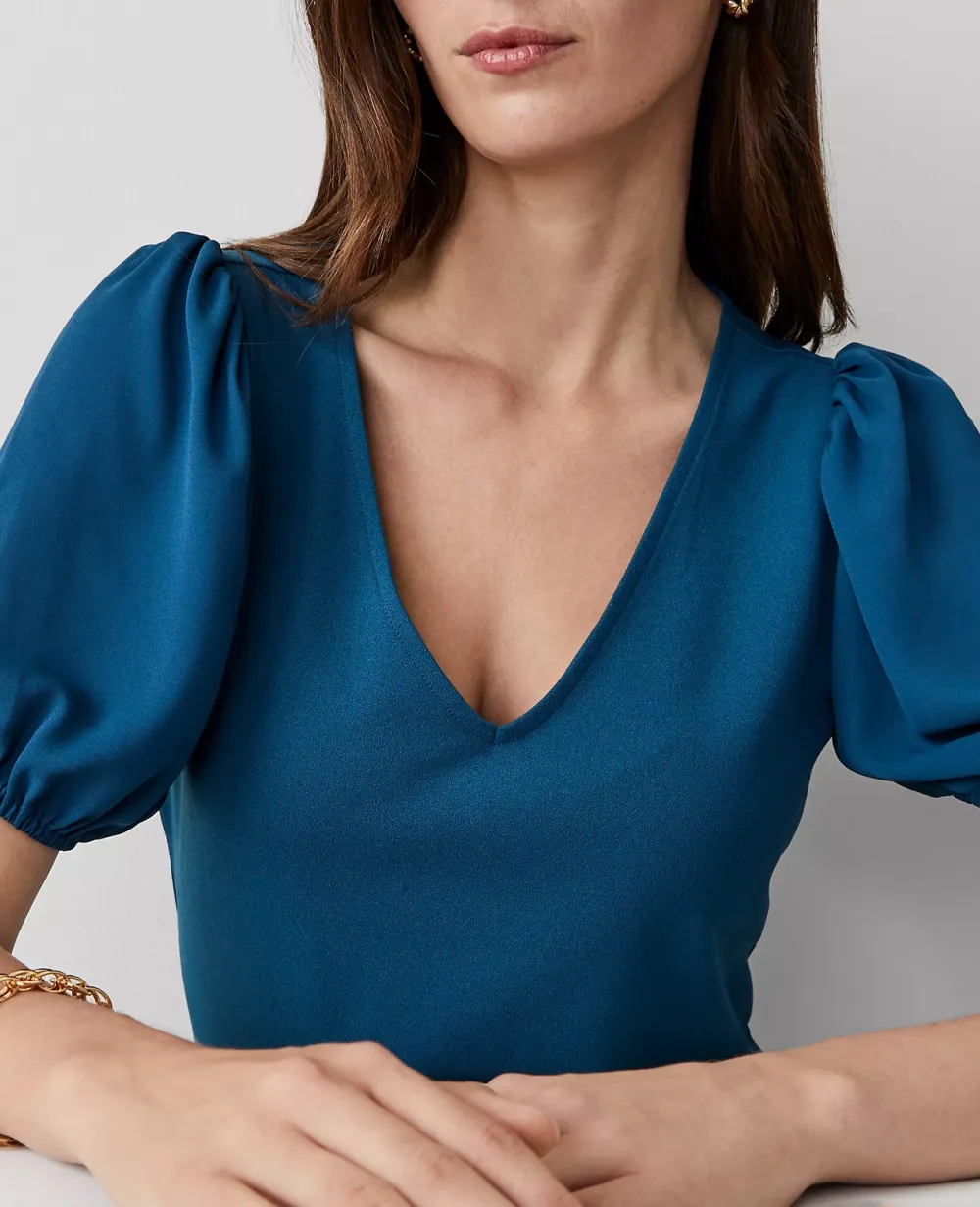 Puff Sleeve V-Neck Top